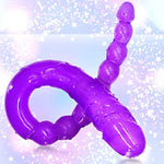 Double Ended Dildo 18.89 Inch Dong Anal Beads With Veins And Glans For Anal Vagina Stimulation Double Side Penis Cock Massager Sex Toy For Lesbian Men Women Purple