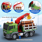 Boy Truck Toys, 3 4 5 6 Years Old Farm Truck Vehicle, Timber Toy With Loading Crane & Lights & Sounds, 3 4 5 6 Kids Toddles Birthday For Boys Girls