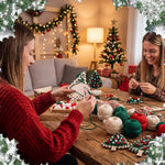 24-Piece Christmas Wooden Craft Kit with Yarn & Weaving Tools