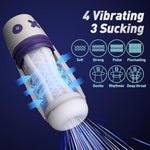 Sex Toys For Men Male Masturbator - Male Sex Toy Penis Pump With 3 Suctions & 4 Vibrations, Mens Sex Toys With 3D Sleeve, Hands Free Masturbators Blowjob Adult Toys, Silicone Shell Pocket Pussy(Gray)