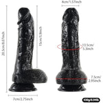 8'' Realistic Big Dildo For Beginners, Lifelike Huge Dildos With Strong Suction Cup For Hands-Free Play, G-Spot Stimulation Penis Adult Sex Toys For Women And Men - Black