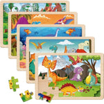 Wooden Puzzles Dinosaur Toys For Kids Ages 3-5, Set Of 5 Packs With 30-Piece,Preschool Educational Brain Teaser Toys For Boys And Girls 3-8 Years Old