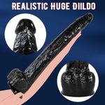 Realistic Dildo, 17 Inch Black Extra Long Huge Anal Dildo With Strong Suction Cup For Hands-Free Play Sex Toys For Women And Men