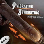 Fast Thrusting Black Dildo Vibrator With 3 Thrusting Speeds & 9 Vibrations, Realistic Silicone Dildos For G-Spot Anal Stimulation, Heated Dildo With Strong Suction Cup Adult Sex Toys For Women And Men