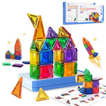 Mini Magnetic Tiles, 42Pcs Travel Magnetic Building Toys With Case, Educational Portable Stem Sensory Toys For Kids Ages 3+, Creativity Boosting Gift For Toddler Boys Girls Christmas Birthday