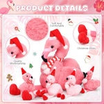 18 Inch Christmas Flamingo Stuffed Animal Toy With 4 Small Christmas Plush Flamingo With Santa Hat Inside Pink Plushie Xmas Plush Decoration For Party Decor