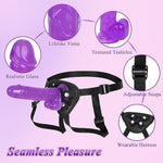 Adjustable Strap On Dildo, Wearable Realistic Harness 8.9Inch Soft Big Silicone Dildos Adult Sex Toy For Couples' Pegging, Lesbian, Gay, And Female Pleasure, Purple