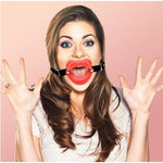 Sexy Red Lips Gags Adult Sex Toys Leather Silicone Open Mouth Gag For Sex Play Adjustable Fetish Open Gag Slave Restraints Mouth Gag Flirt Tools For Couples Bdsm Game