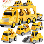 Toddlers Construction Toys For Kids 3-9 Year Old?5 In 1 Friction Power Vehicle Car For 3 4 5 6 7 Years Old Boys Girls?Carrier Truck Transport Toys For Christmas And Birthday Gifts
