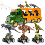 Dinosaur Toy Trucks With 3 Dino Cars & 3 Dino Figures, Sound Light Transport Carrier Truck Dinosaur Toys For Kids 3-5-7, Toddler Boy Toy For 3 4 5 6 7+ Year Old Boy Birthday Gifts Christmas