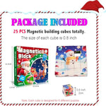 Magnetic Blocks Building Toy, 25Pcs Mine Stacking Magnet Build Cubes Cartoon Pattern World,Stem Sensory Construction Toys For Kids Gift,Educational Jigsaw Puzzle Set With 3D Christmas Designs