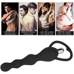 Vibrating Anal Beads Butt Plug, Graduated Design Silicone Anal Vibrator Waterproof G-Spot Anal Sex Toy For Men, Women And Couples (Pink) (Black)