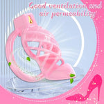 Sissy Chastity Cage High Heeled Cock Cage With 6 Different Rings Male Chastity Device With Invisible Lock And 2 Keys For Penis Bondage Resin Penis Cage Lightweight Breathable (L,Pink-B)