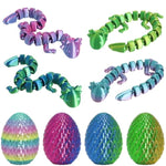 4Pcs 3D Printed Animal Egg Set,Crystal Animals Egg Fidget Toy With Salamander Inside Easter Halloween For Kids (Salamander Multicolor+Rainbow) (Salamander Multicolor+Rainbow)