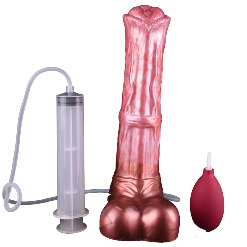 Suction Muilti Color Big Long Ribbed Horse Dildo Squirting Dildo With Suction Base Soft Flexible Massive (L)