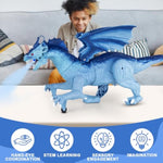 Remote Control Dragon Toy For Kids With 360° Swaying Head, Roaring, Spraying & Light Up - Remote Control Robot Toys For Kids - Birthday, For Boys Girls -Blue