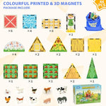 Farm Magnetic Tiles Toys Set - 44Pcs Stem Educational Toys With Animals, Montessori Learning Toys For Kids, & Preschool Toddlers 3D Magnets Building Blocks, Ideal Gift For Boys Girls Ages 3-5 4-8 5-7