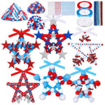 36 Set 4th of July Patriotic Star Ornament Craft Kit with Pom Poms & Foam Stickers