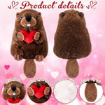 Valentines Beaver Stuffed Animal 8 Inch Cute Brown Beaver Plush Gift With Holding Red Heart Stuff Valentine'S Day Wedding Gifts For Her Girlfriend Boyfriend Couple Women Men Gift