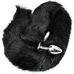 Butt Plug With Smooth Long Fox Tail Anal Sex Toys Role Play Flirting Animal Tail For Couple Black (M)