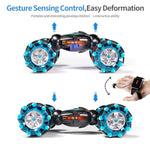 1:12 Gesture Sensing Rc Stunt Car, 2.4Ghz 4Wd Hand Controlled Remote Control Car For Boys 8-12, Double Sided Rotating Off Road Vehicle 360° Flips With Lights Music For Birthday