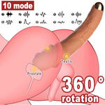 360° Vibrator Rotating Dildo Wearable Clitoral Thrusting 10 Modes Realistic Anal Dildo G-Spot Prostate Sex Toys (Brown)