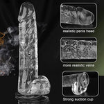 Lifelike Lover Luxe Realistic Dildo - 9.6 Inch Huge Silicone Dildo With Strong Suction Cup - Crystal Jelly Dildo - Xl Transparent