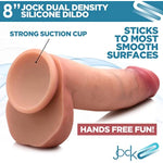 Jock 8" Dual Density Silicone Dildo W/Balls For Men, Women, & Couples. Body Safe Ultra Realistic Premium Silicone Dildo With Balls. 1 Realistic Dildo With Balls 8 Inches Light.