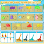 Beach Sand Toys For Kids - 31Pcs Sandbox Toy Set With 3 Trucks, 2 Collapsible Buckets, 2 Castle Buckets, Sand Molds, Shovels & Mesh Bag, Travel Summer Toy For Toddlers Boys Girls Age 3-10