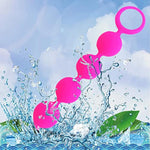 Silicone Anal Butt Beads Chain Plug, Four Ball Anal Chain Link With Safe O Pull Ring Anal Adult Sex Toy Anal Beads Chain Anal Dilator Silicone Flexible Anal Chain Butt Plug For Men Women(Rose Red)