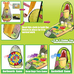 3 In 1 Bean Bag Toss Game Toy Outdoor For Kids, Dinosaur Foldable Cornhole Board With Pop Up Basketball Game And Dartboard Set, Gift For Birthday/Xmas Party, Outside Toys For Toddlers Age 3+