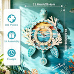 3D Wooden Seaturtle Clock Puzzle for Adults - Unique DIY Craft