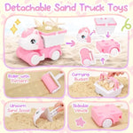 Beach Toy Unicorn Sand Toys For Kids,Sand Castle Toys For Beach With Mesh Bag,Sand Shovels,Castle Kits,Sifters,Unicorn Watering Can And Truck,Beach Essential Outdoor Toys For Kids