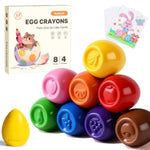 8 Colors Jumbo Egg Crayons for Toddlers Ages 1-3, Washable Easy-Grip Art Supplies