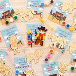 Western Cowboy Cowgirl Party Favors - 12 Piece Wild West Wooden Painting Kit