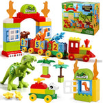 Dinosaur Building Blocks Toys,Jurassic Theme Building Blocks,With A Counting Train,A Big T-Rex,And Three Dinosaurs,Compatible With All Major Brands, Gift For Kids Toddlers Boys Girls Age 3,4,5,6,7,8+