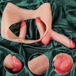 Realistic StrapOn Silicone Dildo Harness, Lesbian’s Adult Toy, Triple-Head Lifelike Penis Panties,Stretch Silicone Underwear, Strap On Solid Big&Small Dildo, Women's Sexual Stuff, G-Spot & Anal Pug
