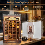 Retro Miniature Bookcase 3D Wood House with LED Light Kit
