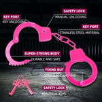 Handcuffs Double Lock Steel Police Edition Professional Grade Handcuffs,Hand Cuffs Cop With Keys (Pink)
