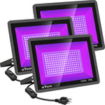 3 Pack 100W LED Black Lights, IP66 Waterproof UV Flood Lights with Plug & Switch