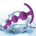 Silicone Anal Beads Butt Plug-Flexible Anal Chain Sex Toys With Different Size Anal Balls Prostate Massage Anal Plug,Anal Beads With Thin Neck & 4 Gradual Beads & T-Bar Base For Men Women