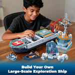 City Boat Building Set With Led Lights - Arctic Explorer Ship Toy Gift For 8 Year Old Boys And Girls, With Helicopter, Drone, Speedboat, Submersible, Iceberg, And Polar Bears