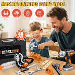 Kids Tool Set Toys, 48 Pcs Toddler Tool Set With Portable Tool Box, Electronic Toy Drill & Electric Chainsaw, Construction Tools Gifts For Boys Aged 3 4 5 6 7, Christmas Birthday Gifts For Toddlers