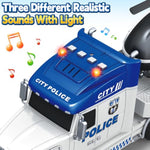 Kids Toys For 3 4 5 6 7 8 Years Old Boys, 27" Police Truck Toy With Racing Car And Helicopter, Toddler Friction Powered Truck Vehicle Toy With Lights, Sounds For Boys Girls Christmas Birthday Gifts