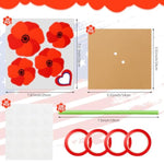 24 Pcs Patriotic Poppy Flower Craft Kit, DIY Paper Bouquet Making Set for Kids