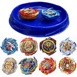 Bey Burst Gyro Toy Set With Arena Great Birthday Gift For Boys Children Kids 6 8 + Metal Fusion Attack Top Grip Blade Set With Battling Game Storage Box 8 Top Burst Gyros 3 Two-Way Launcher 2 Handles