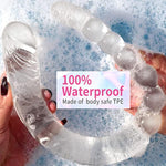 Double Ended Dildo 18.89 Inch Anal Beads With Veins And Glans For Anal Vagina Stimulation Double Side Cock Prostate Massager Sex Toy For Lesbian Men Women Transparent