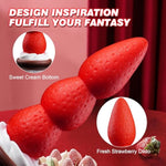 8" Strawberry Fantasy Knot Dildo With Strong Suction Cup, Silicone Animal Monster Dildo Cute Large Butt Plug With 3 Knots, Fantasy Anal Sex Toys For Women & Men