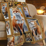 Fox Blanket Soft Fuzzy Fleece Wild Animal Throw Blanket Decor Cozy Warm Plush Flannel Winter Fox Blanket Gifts For Kids Adults Home Chair Sofa Couch Bed 50"X40"