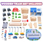 102Pcs Wooden Train Set For Toddlers, Wooden Train Track - Expandable And Changeable, Safe Educational Train Toys Gift For Boys & Girls Kids Ages 3-5 4-8, Compatible With All Major Brands